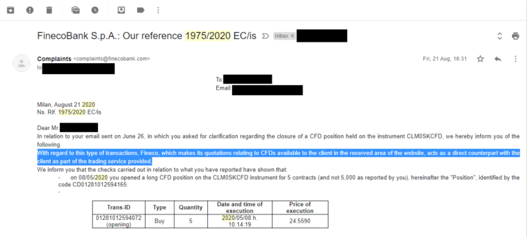 Fineco CFD is a fraudulent software simulation